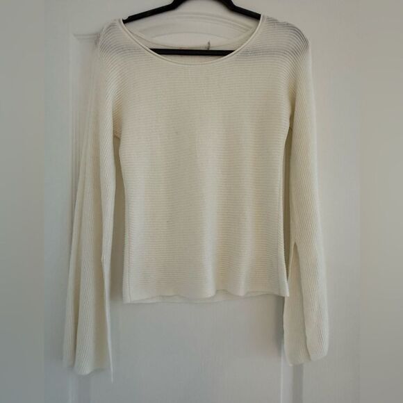 RAMY BROOK Cream Crew Neck Sweater with Smooth Knit - Picture 1 of 5